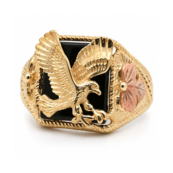 Estate 10K Tri Color Black Hills Gold Men's Black Onyx Ring Classic Creations In Diamonds & Gold Venice, FL