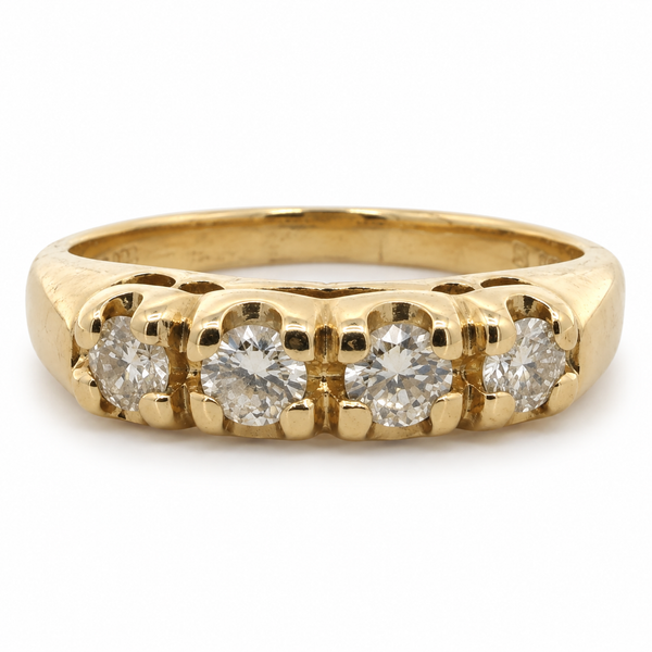 Estate 14K Yellow Gold Four Stone Round Brilliant Cut Diamond Band .40ct TW Classic Creations In Diamonds & Gold Venice, FL