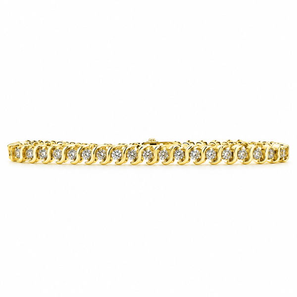 14K Yellow Gold Champagne Diamond S Link Bracelet 1.96ct TW Classic Creations In Diamonds & Gold Venice, FL