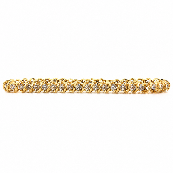 14K Yellow Gold Diamond Hump Line Bracelet 2.20ct TW 8 Inch Classic Creations In Diamonds & Gold Venice, FL