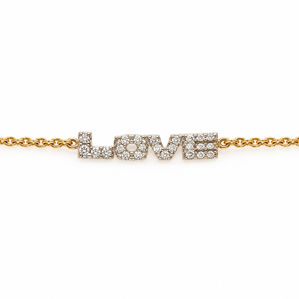 14K Two Tone Gold Diamond Love Rope Bracelet 7 Inch 0.07ct TW Classic Creations In Diamonds & Gold Venice, FL