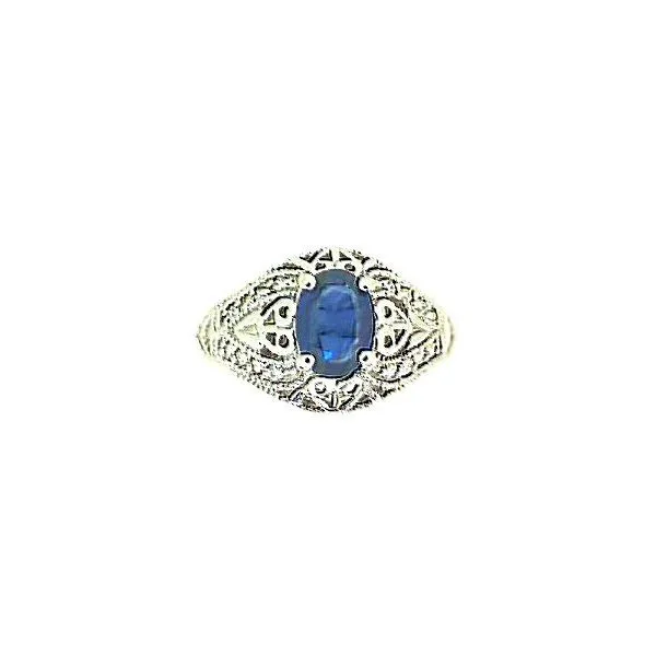 14K White Gold Oval Sapphire Filigree And Pavè Diamond Ring Classic Creations In Diamonds & Gold Venice, FL