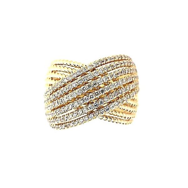 14K Yellow Gold Gabriel Pavé Diamond Weave Crossover Ring Classic Creations In Diamonds & Gold Venice, FL