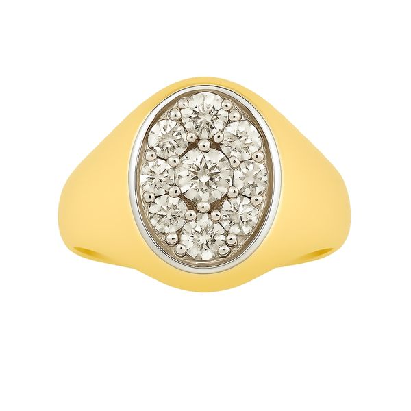 Men's 14K White And Yellow Gold Oval Top Diamond Cluster Estate Ring Classic Creations In Diamonds & Gold Venice, FL