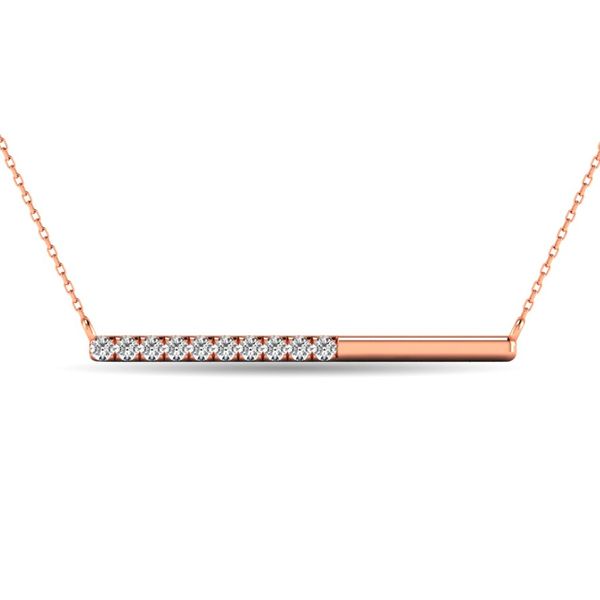10K Rose Gold Polished & Pavé Diamond Horizontal Bar Necklace Classic Creations In Diamonds & Gold Venice, FL