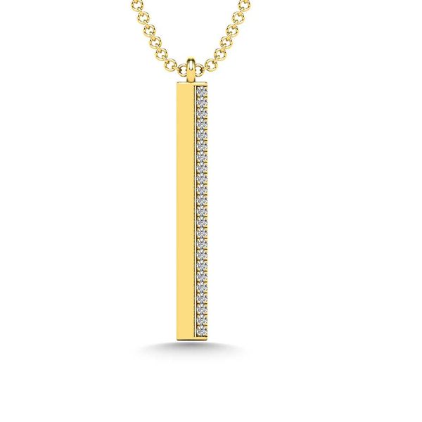 10K Yellow Gold Pavé Diamond And Polished Bar Vertical Pendan Cable Chain Necklace Classic Creations In Diamonds & Gold Venice, FL