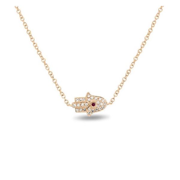 14K Rose Gold Pavé Diamond Hamsa Hand Necklace Classic Creations In Diamonds & Gold Venice, FL