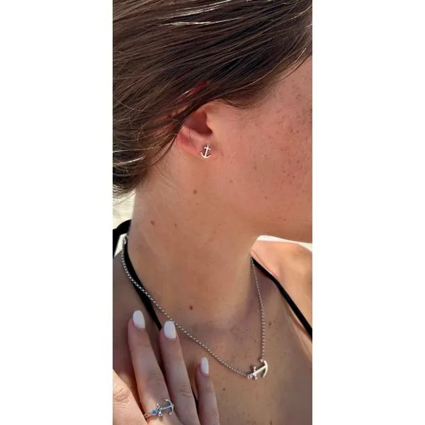 Nau-T-Girl Anchor Stud Earrings Image 2 Classic Creations In Diamonds & Gold Venice, FL