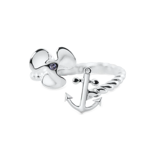 Nau-T-Girl Propeller Anchor Bypass Ring Classic Creations In Diamonds & Gold Venice, FL