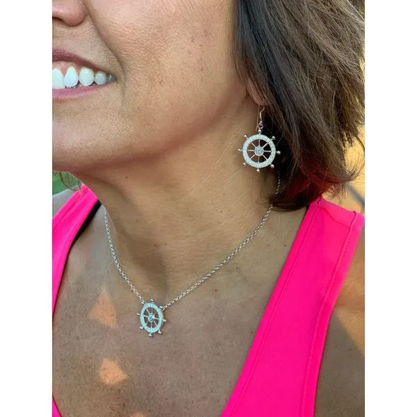 Nau-T-Girl Ships Wheel Dangle Earrings Image 3 Classic Creations In Diamonds & Gold Venice, FL