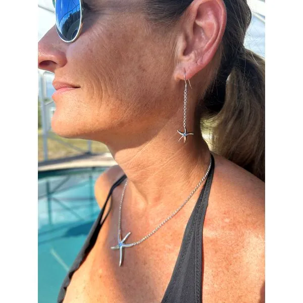 Nau-T-Girl Starfish Dangle Earrings Image 3 Classic Creations In Diamonds & Gold Venice, FL