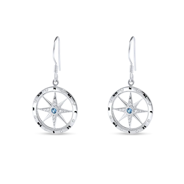 Nau-T-Girl Compass Dangle Earrings Classic Creations In Diamonds & Gold Venice, FL