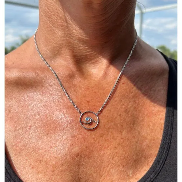 Nau-T-Girl Wave Circle Necklace Image 2 Classic Creations In Diamonds & Gold Venice, FL