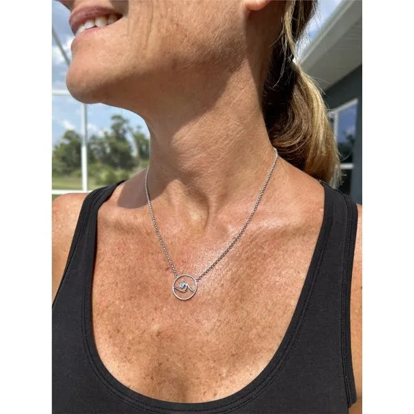 Nau-T-Girl Wave Circle Necklace Image 3 Classic Creations In Diamonds & Gold Venice, FL