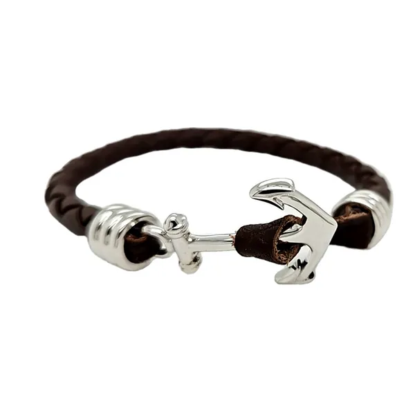 Nau-T-Girl Anchor Leather Bracelet Brown Classic Creations In Diamonds & Gold Venice, FL