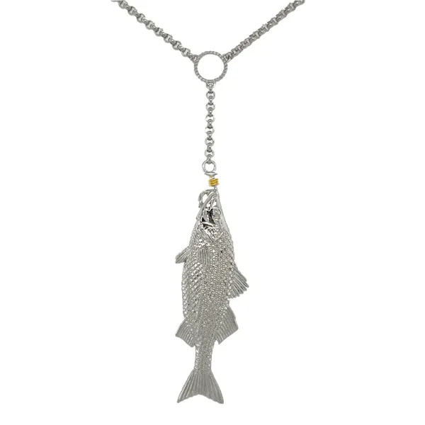 Nau-T-Girl Rockfish (Striped Bass) Ladies Lariat Necklace Classic Creations In Diamonds & Gold Venice, FL