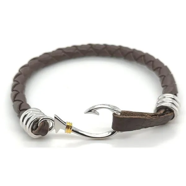 Nau-T-Girl Hook Leather Bracelet Brown Classic Creations In Diamonds & Gold Venice, FL