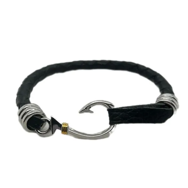 Nau-T-Girl Hook Leather Bracelet Black Classic Creations In Diamonds & Gold Venice, FL