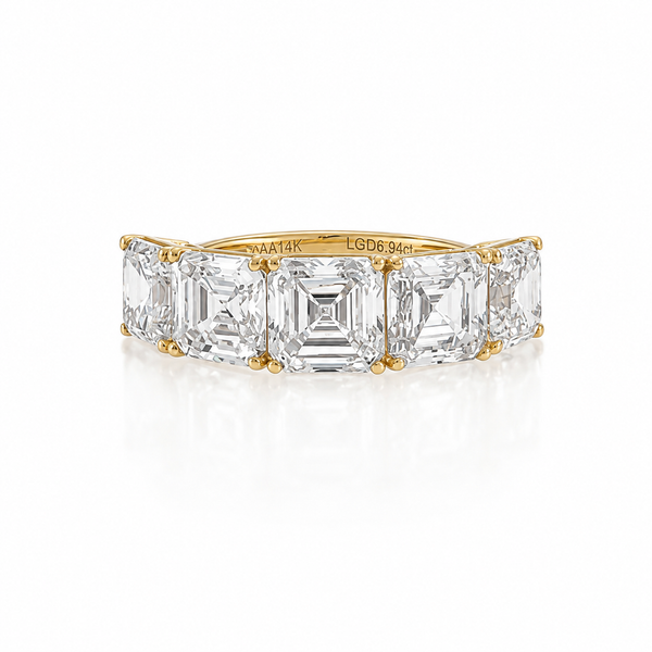 Radiant Legacy™ 14K Yellow Gold 5 Asscher Cut Diamond Anniversary Ring – 6.94 CTW CMS Fine Jewelers Wooster, OH