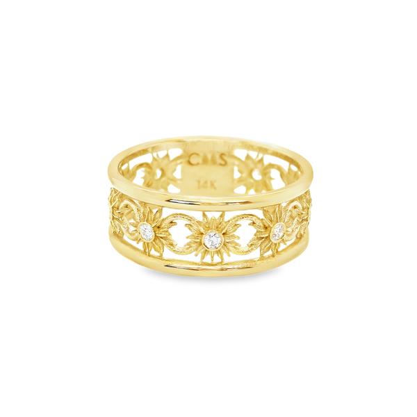 Golden Sunflower Diamond Ring Image 2 CMS Fine Jewelers Wooster, OH
