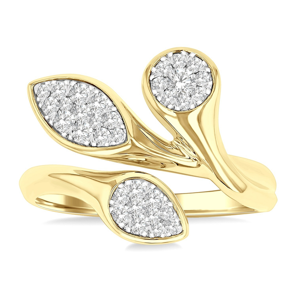 Yellow Gold Diamond Cluster Leaf & Floral Ring Image 2 CMS Fine Jewelers Wooster, OH