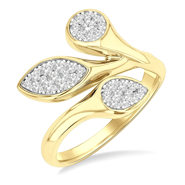 Yellow Gold Diamond Cluster Leaf & Floral Ring CMS Fine Jewelers Wooster, OH