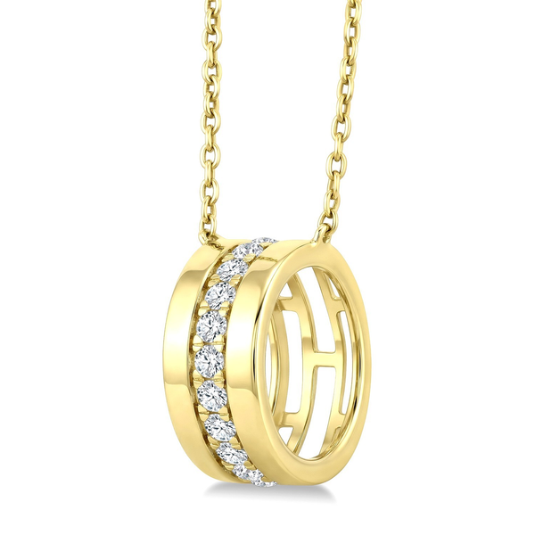 10K Yellow Gold Bold Diamond Rondelle Pendant – 0.20 CTW Image 2 CMS Fine Jewelers Wooster, OH