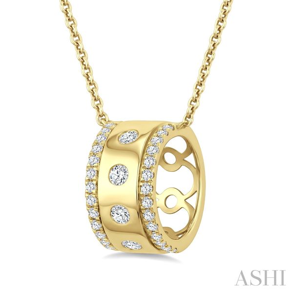 10K Yellow Gold Bold Diamond Rondelle Pendant – 0.25 CTW Image 2 CMS Fine Jewelers Wooster, OH