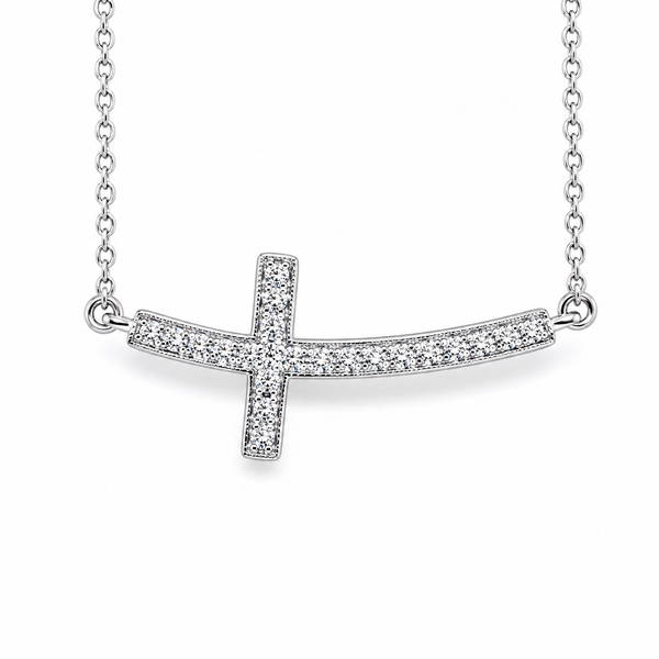 EverFaith™ Diamond Sideways Cross Necklace CMS Fine Jewelers Wooster, OH