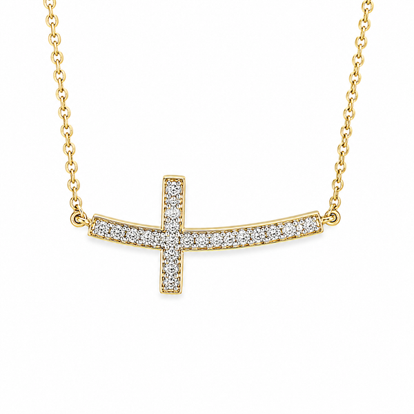 EverFaith™ Diamond Sideways Cross Necklace CMS Fine Jewelers Wooster, OH