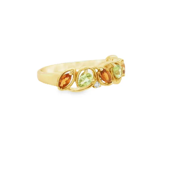 Modern Color Gemstone Ring – Peridot & Orange Sapphire Image 2 CMS Fine Jewelers Wooster, OH