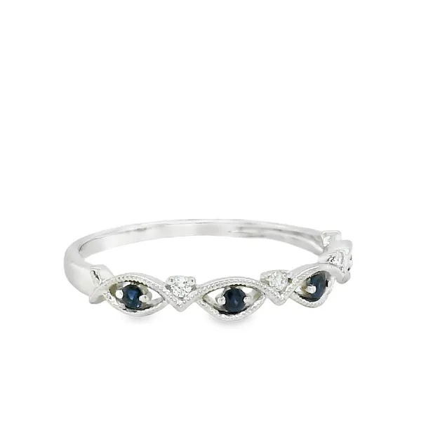 Vintage-Inspired Sapphire & Diamond Band Image 2 CMS Fine Jewelers Wooster, OH