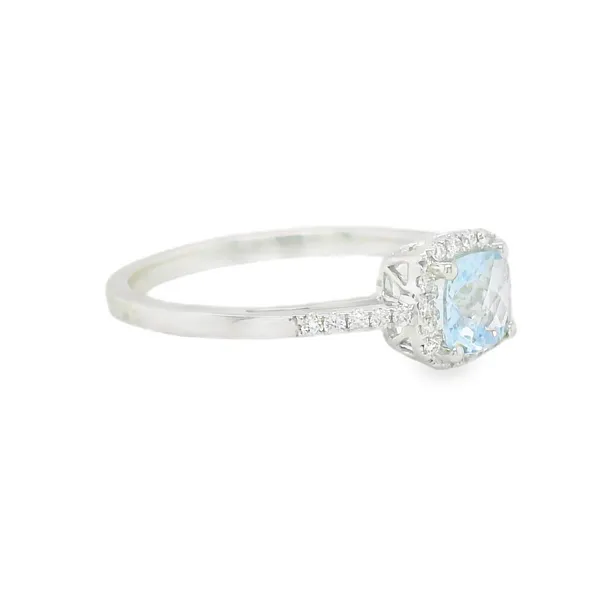 14K White Gold Fashion Ring with Aquamarine & Diamonds Image 2 CMS Fine Jewelers Wooster, OH