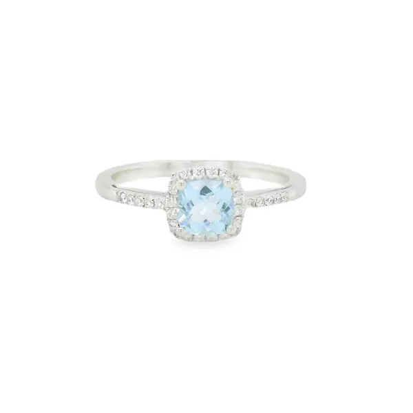 14K White Gold Fashion Ring with Aquamarine & Diamonds CMS Fine Jewelers Wooster, OH