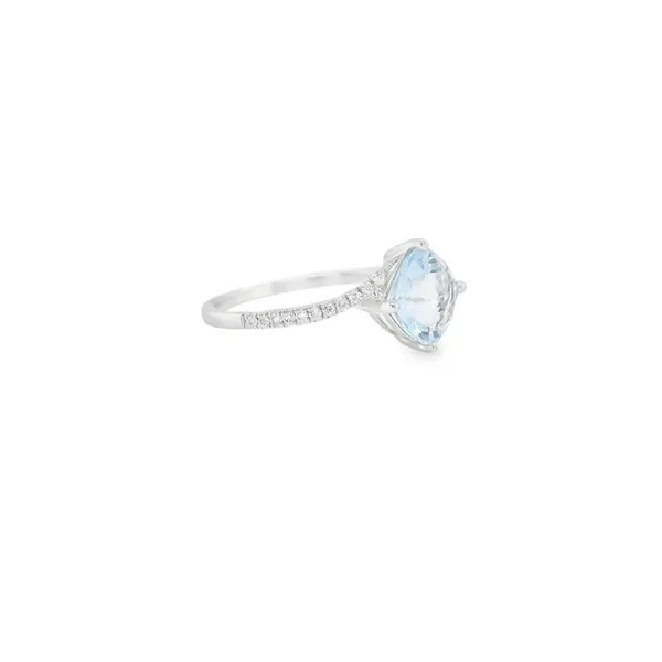 Aquamarine & Diamond Ring – 14K White Gold Image 2 CMS Fine Jewelers Wooster, OH
