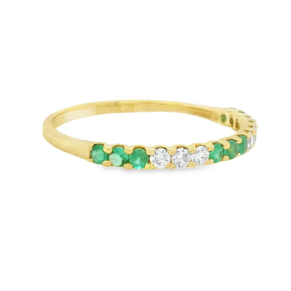 Stackable Emerald & Diamond Ring – 14K Yellow Gold Image 2 CMS Fine Jewelers Wooster, OH