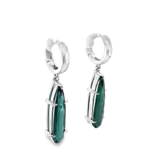 Ocean Dusk Drop Earrings – 4.20ct Green Tourmaline in 14K White Gold Image 2 CMS Fine Jewelers Wooster, OH
