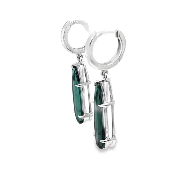 Ocean Dusk Drop Earrings – 4.20ct Green Tourmaline in 14K White Gold Image 3 CMS Fine Jewelers Wooster, OH