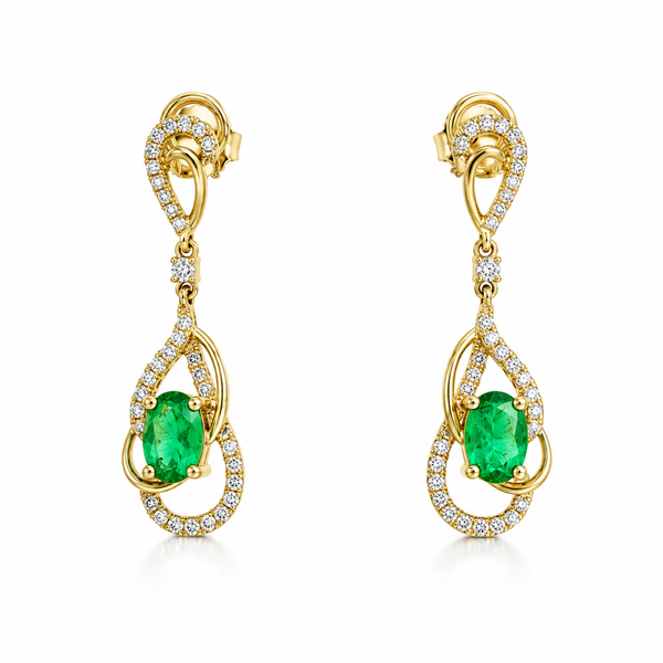 Emerald Free Form Drop Earrings CMS Fine Jewelers Wooster, OH
