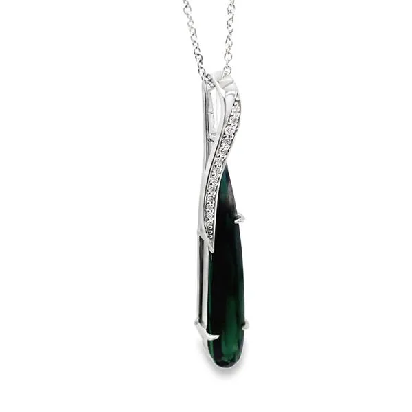 Ocean Dusk, Bluish -Green Tourmaline Pendant. Image 2 CMS Fine Jewelers Wooster, OH