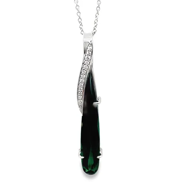 Ocean Dusk, Bluish -Green Tourmaline Pendant. CMS Fine Jewelers Wooster, OH