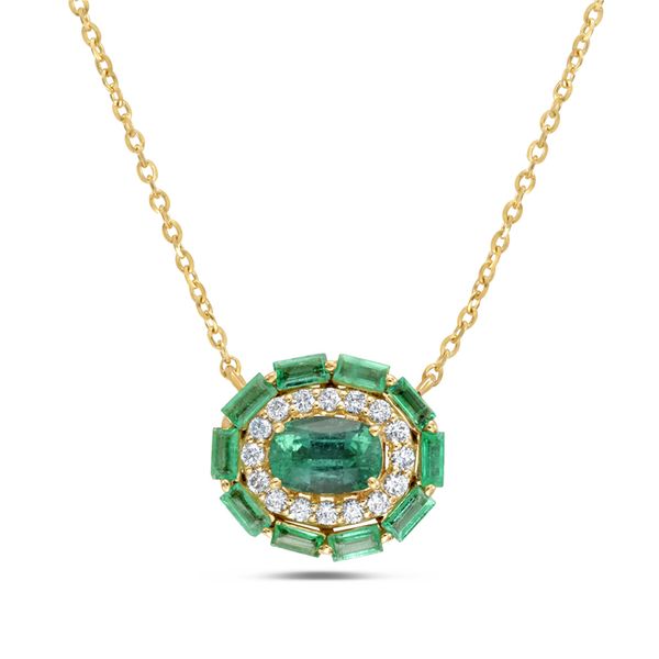 Emerald Elegance 14K Yellow Gold Emerald & Diamond Pendant CMS Fine Jewelers Wooster, OH