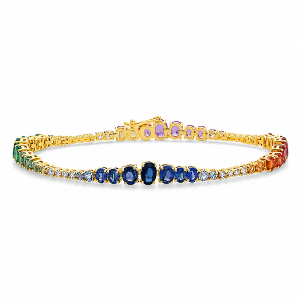 Prism Royale™ Multi-Color Sapphire & Diamond Bracelet in 14K Yellow Gold CMS Fine Jewelers Wooster, OH