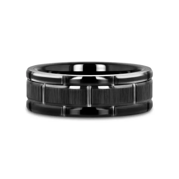 WINDSOR Black Tungsten Beveled Groove Band Image 3 CMS Fine Jewelers Wooster, OH