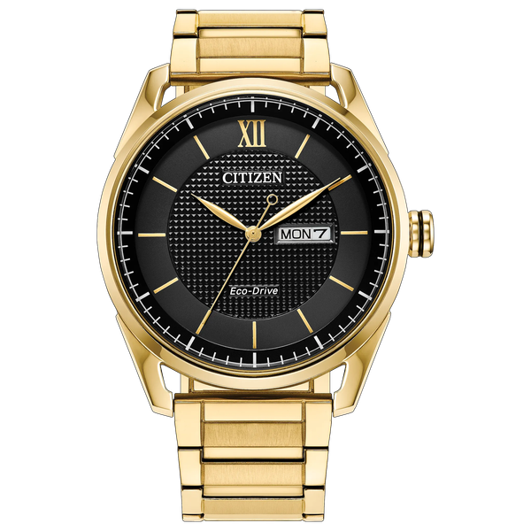 Citizen Dress Classic Eco-Drive Gold-Tone Black Dial CMS Fine Jewelers Wooster, OH