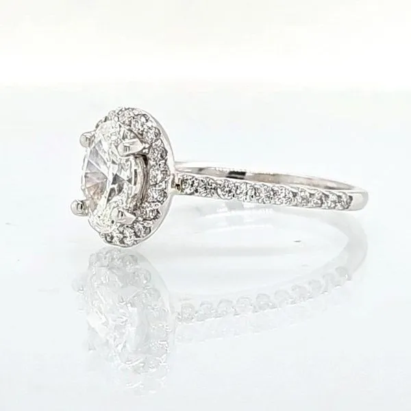 14 Karat White Gold Oval 1.26 Carat Total Weight Halo Diamond Engagement Ring Image 3 Skaneateles Jewelry Skaneateles, NY