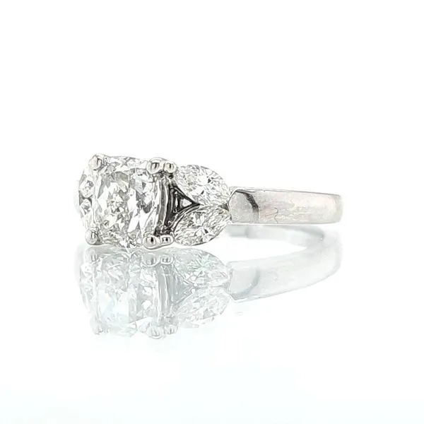 Platinum 1.47TCW Cushion Cut & Marquise Fan Engagement Ring Image 3 Skaneateles Jewelry Skaneateles, NY