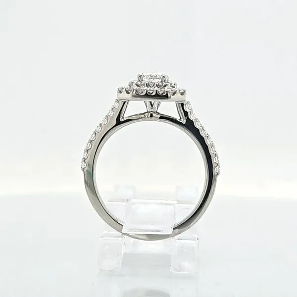 Platinum Double Halo Elongated Radiant Diamond Engagement Ring Image 4 Skaneateles Jewelry Skaneateles, NY
