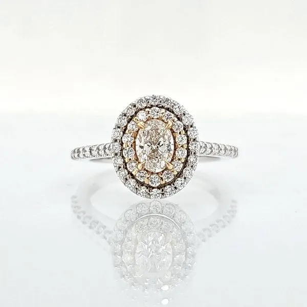 14K Two-Tone Oval Double Halo 0.99ct TW Diamond Engagement Ring Skaneateles Jewelry Skaneateles, NY