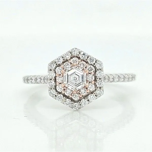 14K Two-Tone Hexagon Double Halo 0.76ct TW Diamond Engagement Ring Skaneateles Jewelry Skaneateles, NY